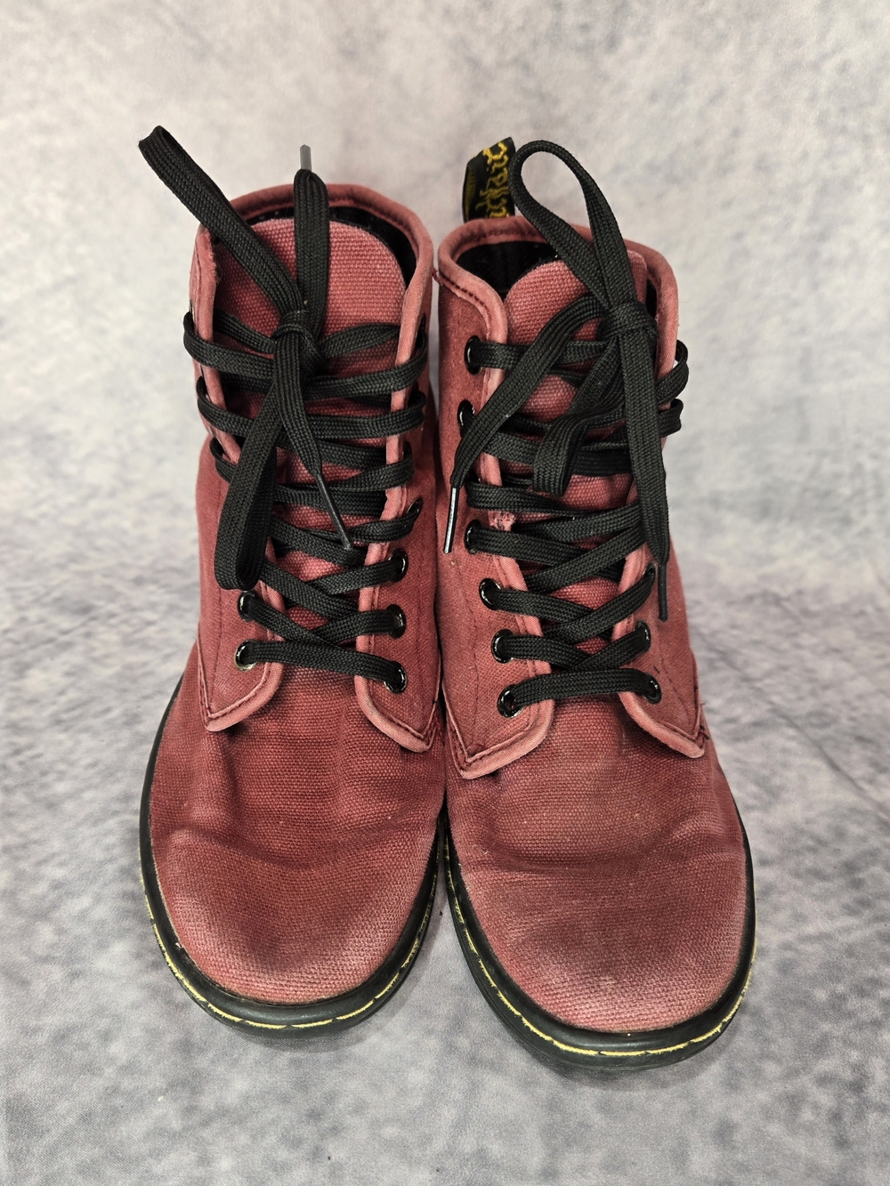 Dr Martens Sz 5 Air Wair Shoreditch Boots Womens Burgundy Lace Up Ankle Canvas
